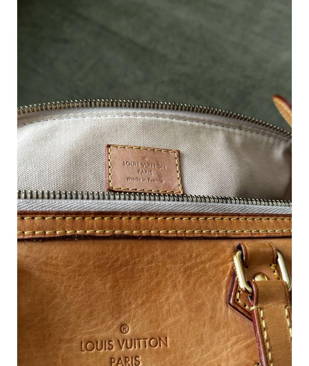 LOUIS VUITTON Бежевая кожаная сумка тоут, фото 6