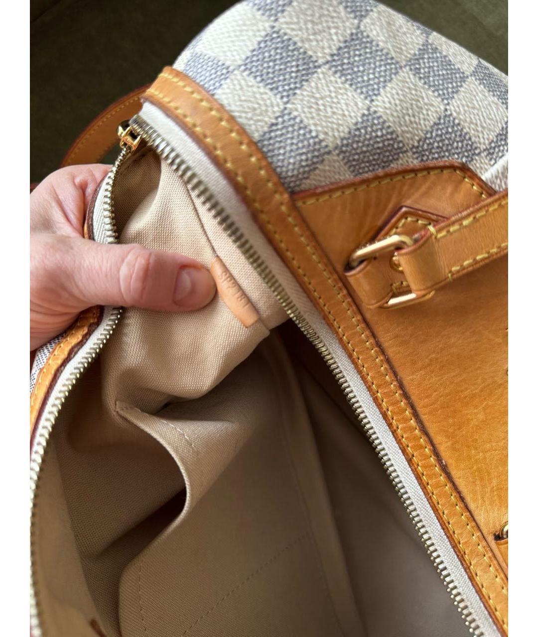 LOUIS VUITTON Бежевая кожаная сумка тоут, фото 8