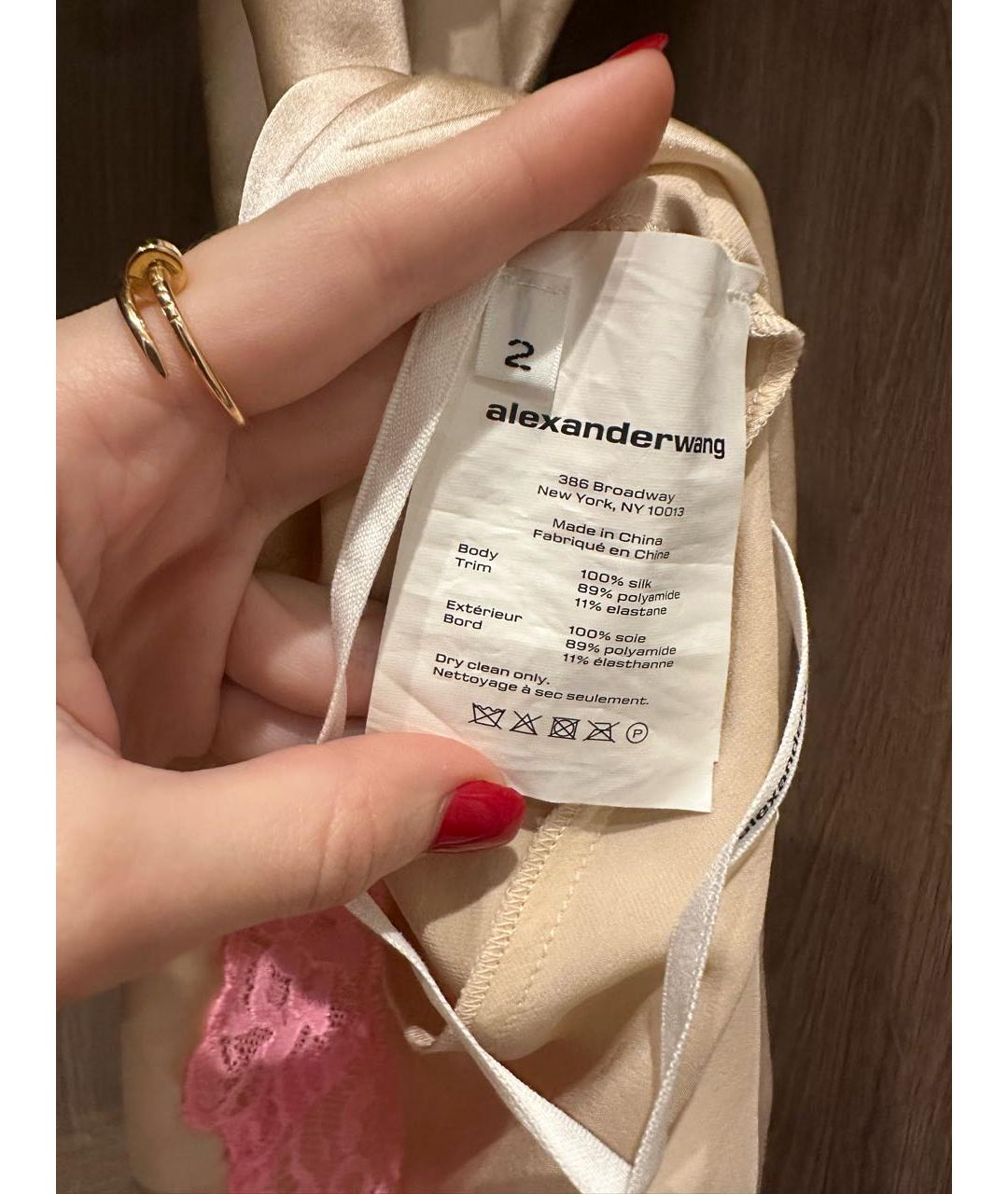 ALEXANDER WANG Бежевое шелковое коктейльное платье, фото 8