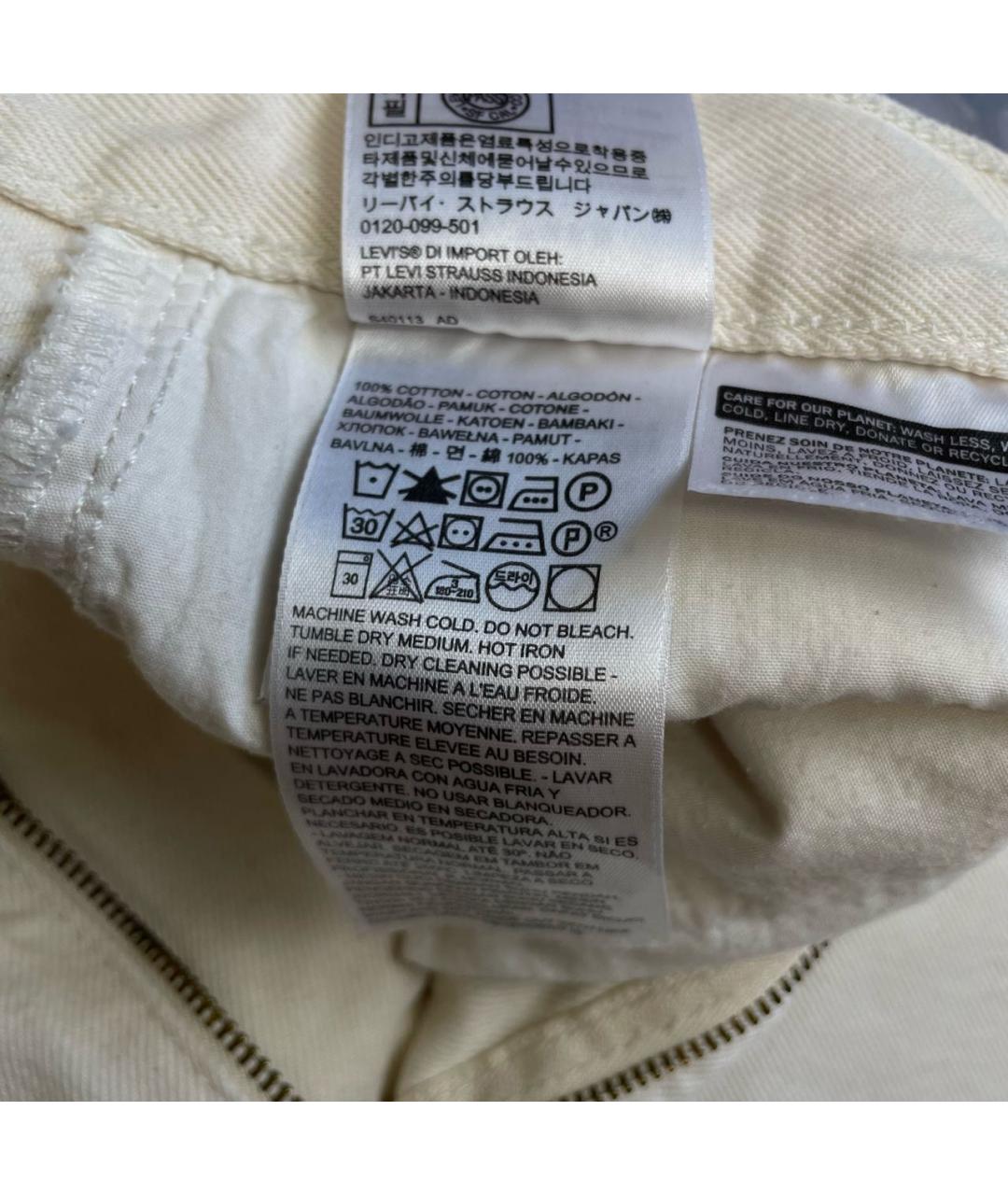 LEVI'S Белые хлопковые прямые джинсы, фото 7