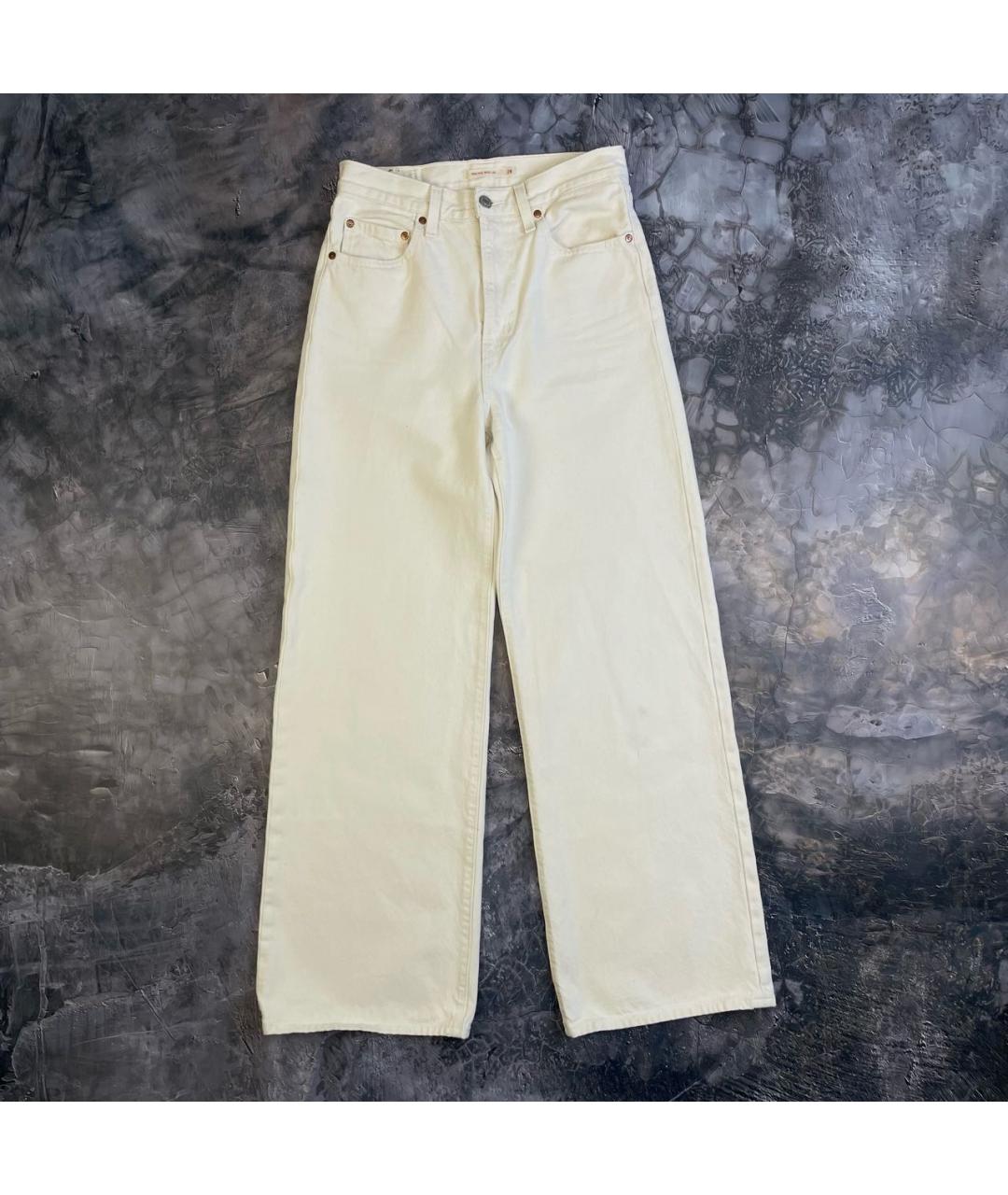 LEVI'S Белые хлопковые прямые джинсы, фото 9