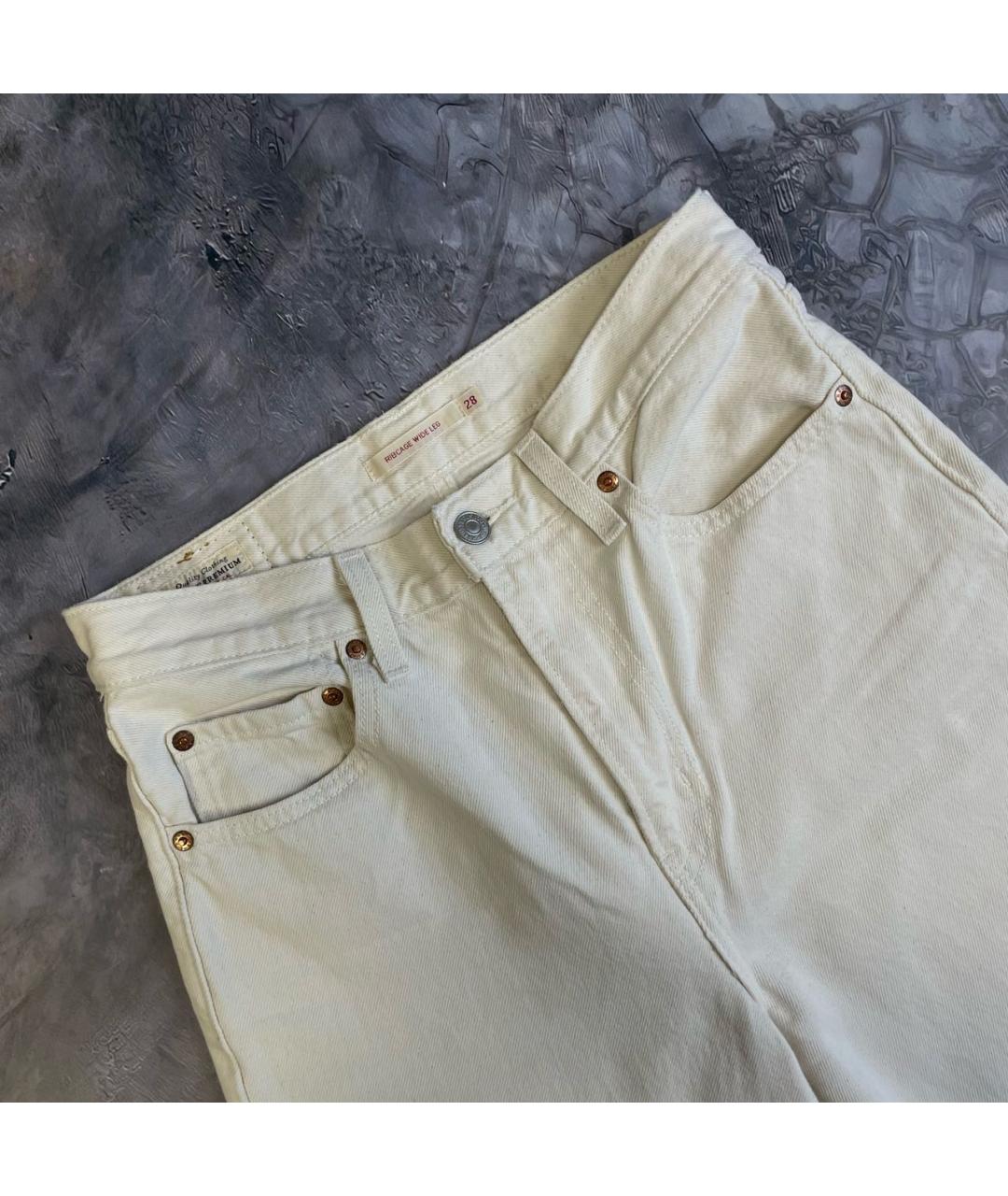 LEVI'S Белые хлопковые прямые джинсы, фото 2