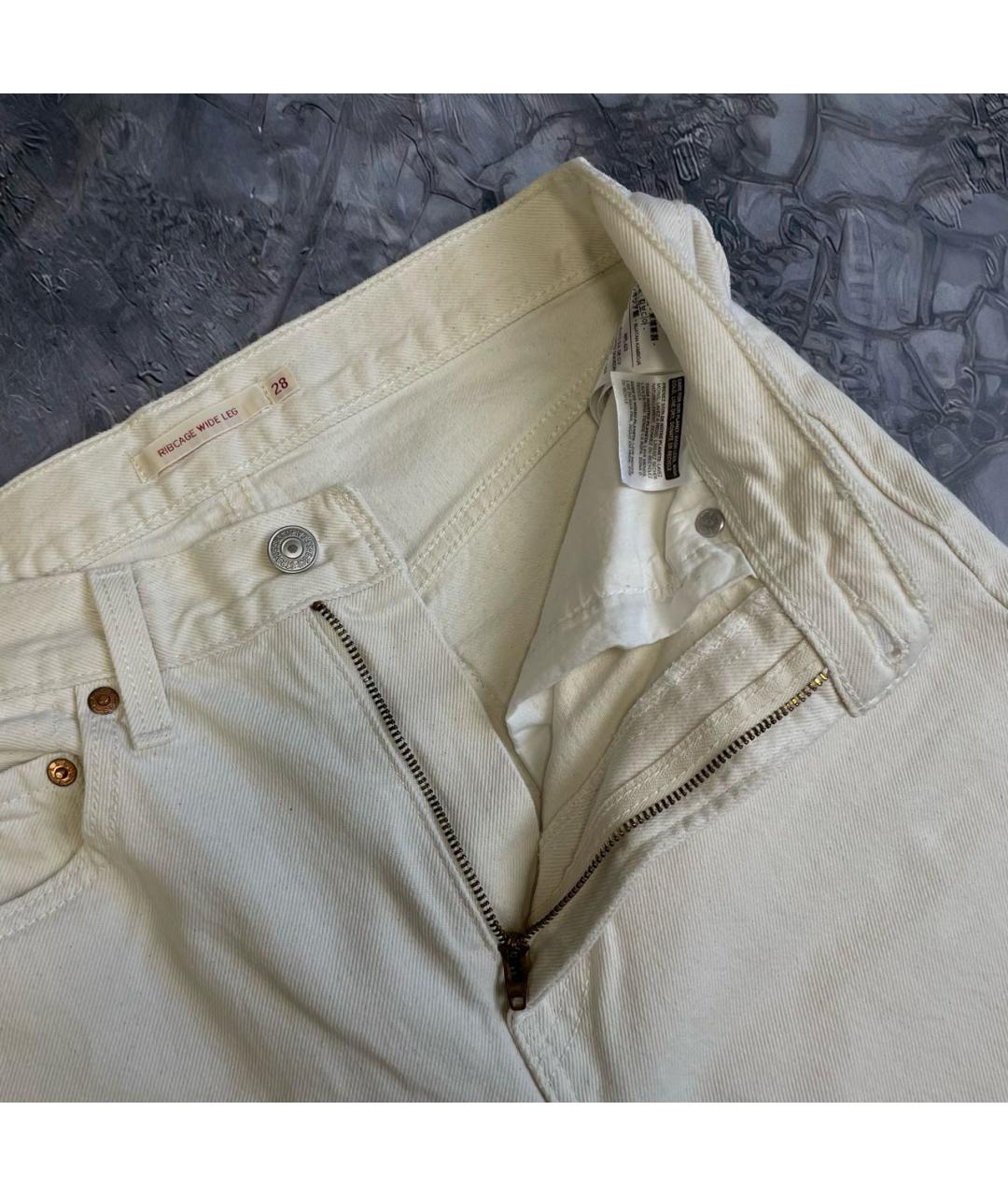 LEVI'S Белые хлопковые прямые джинсы, фото 3