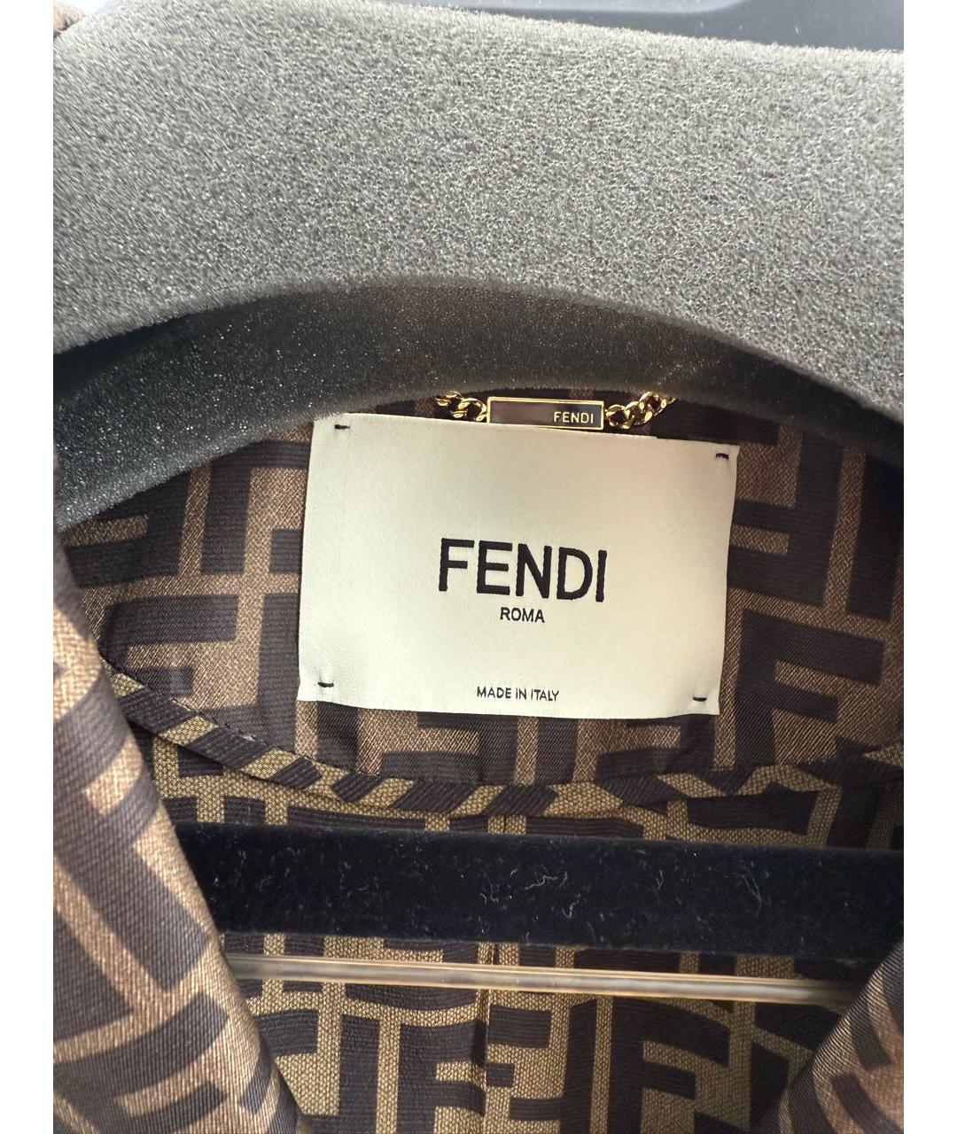 FENDI Коричневый шелковый жакет/пиджак, фото 5