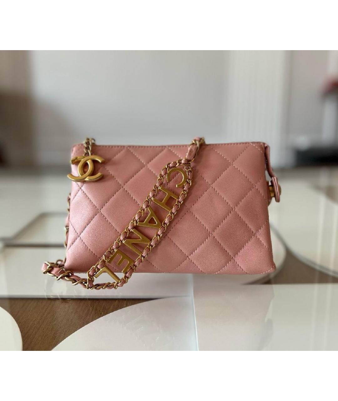 CHANEL Розовая кожаная сумка через плечо, фото 10