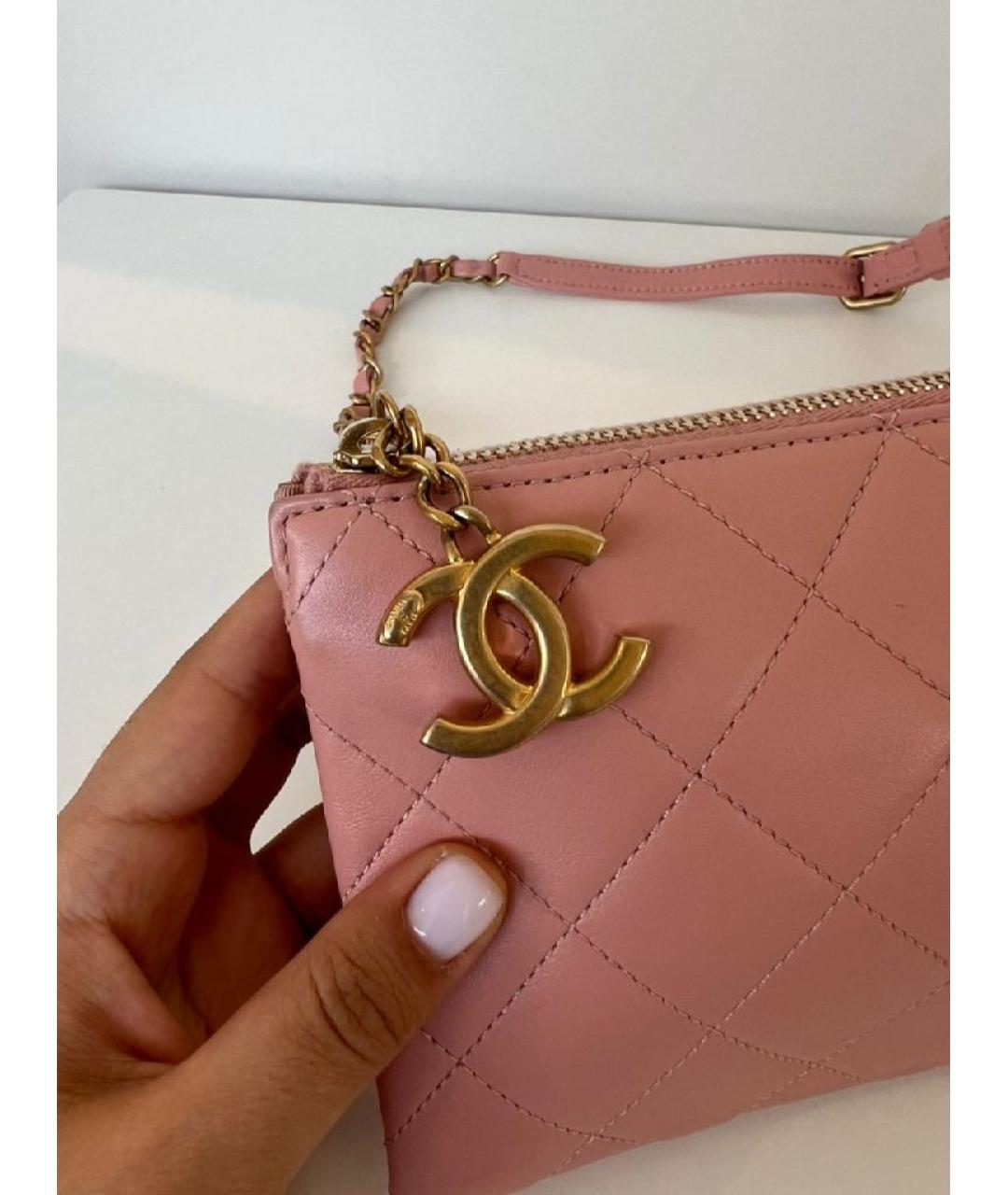 CHANEL Розовая кожаная сумка через плечо, фото 8