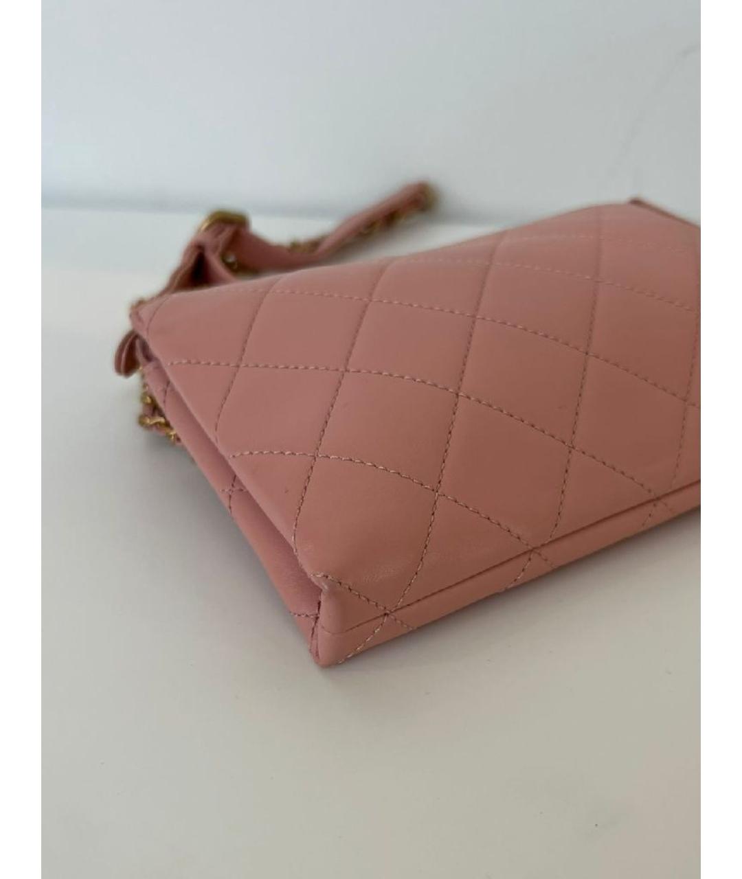 CHANEL Розовая кожаная сумка через плечо, фото 2