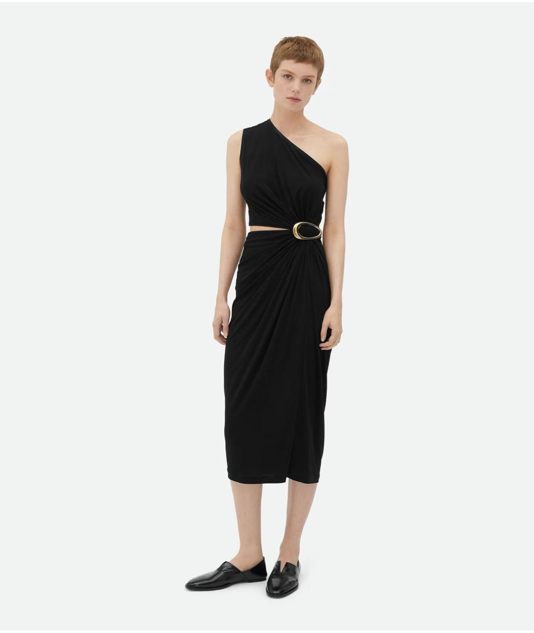 BOTTEGA VENETA Черное вискозное коктейльное платье, фото 8