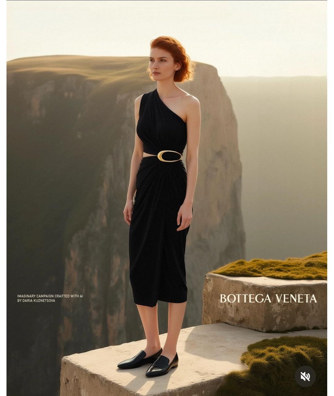 BOTTEGA VENETA Черное вискозное коктейльное платье, фото 2