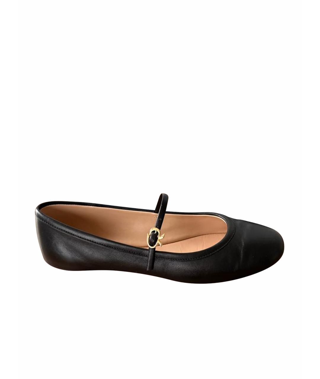 GIANVITO ROSSI Черные кожаные балетки, фото 1