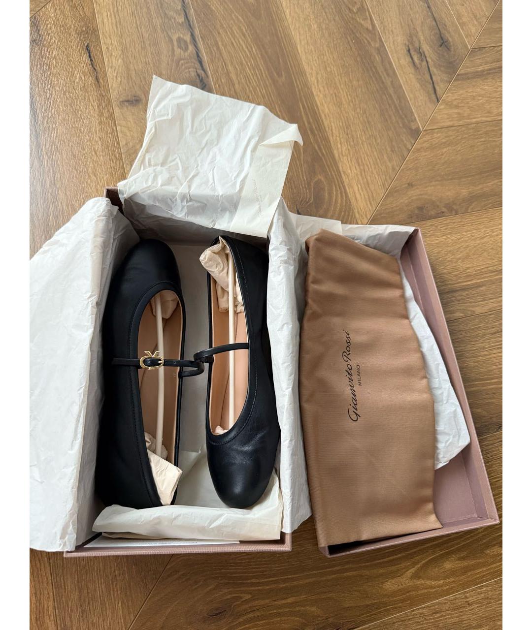GIANVITO ROSSI Черные кожаные балетки, фото 3