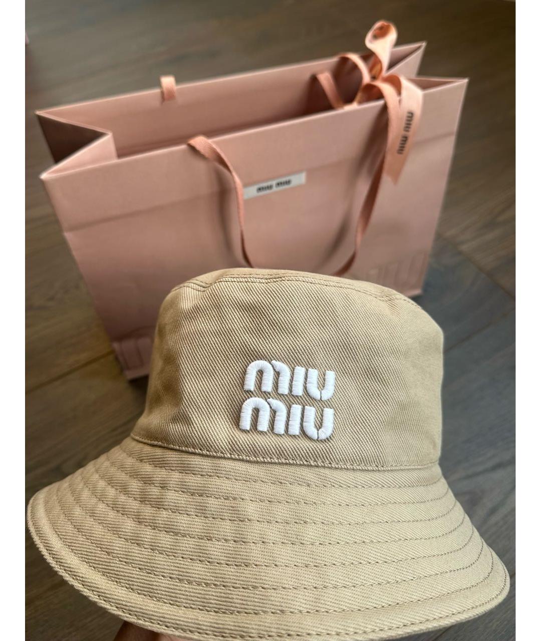 MIU MIU Бежевая хлопковая панама, фото 6