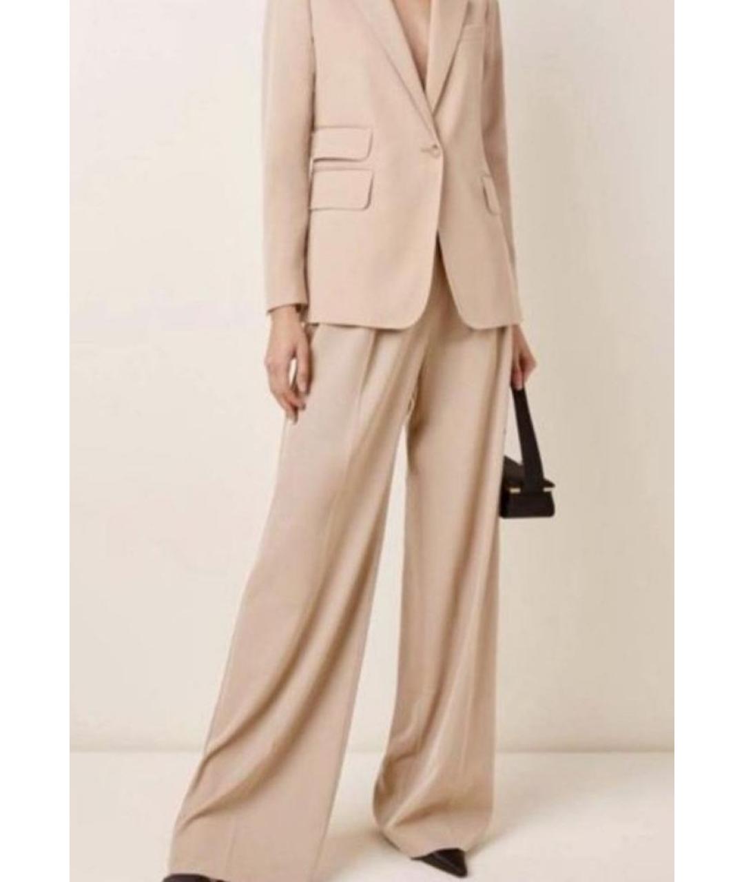 MAX MARA Бежевые шерстяные брюки широкие, фото 3