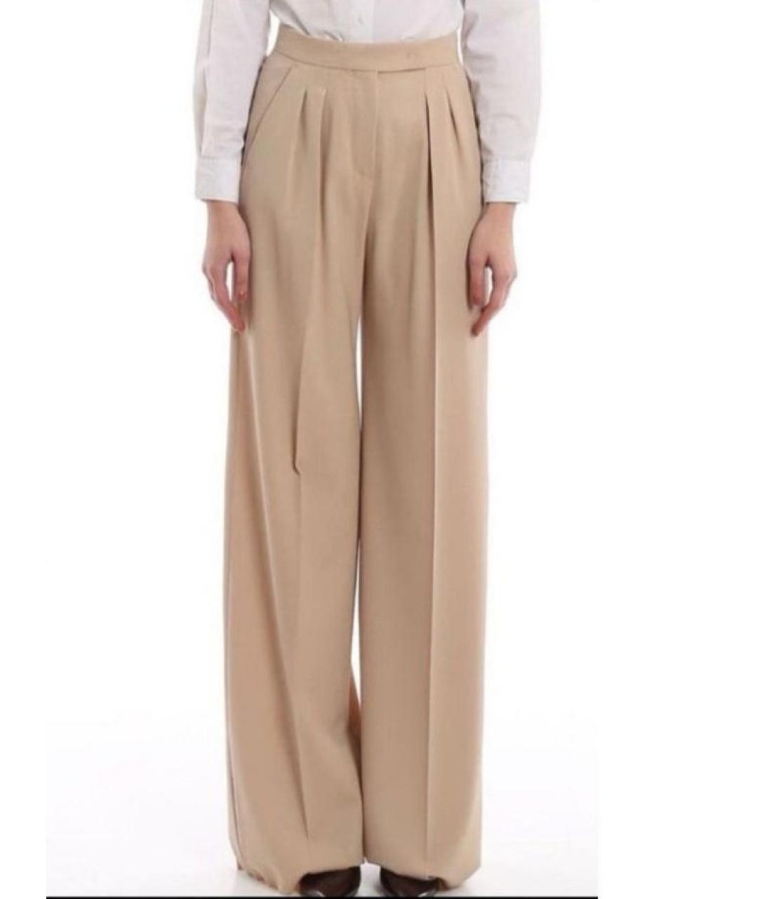 MAX MARA Бежевые шерстяные брюки широкие, фото 2