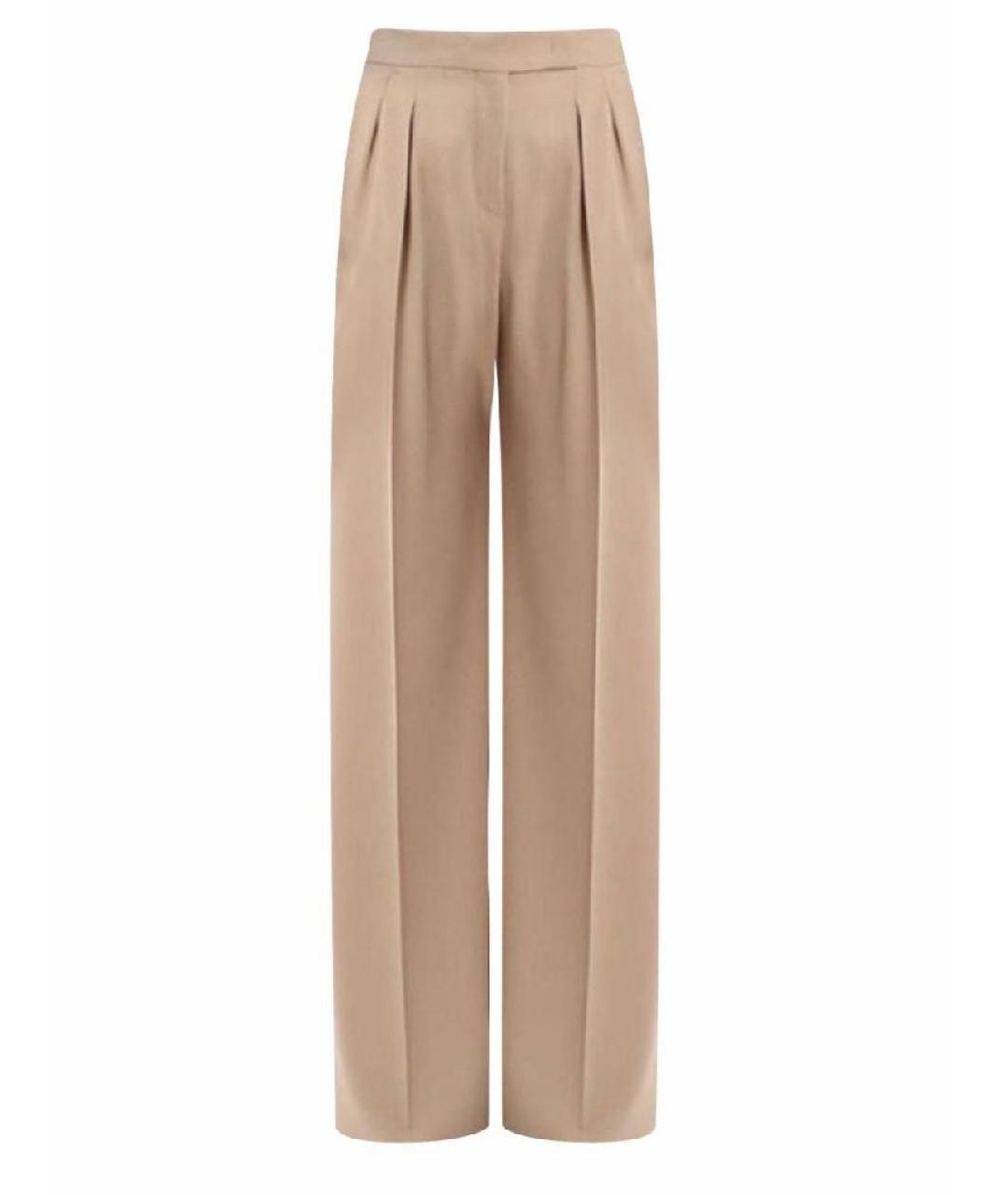 MAX MARA Бежевые шерстяные брюки широкие, фото 8