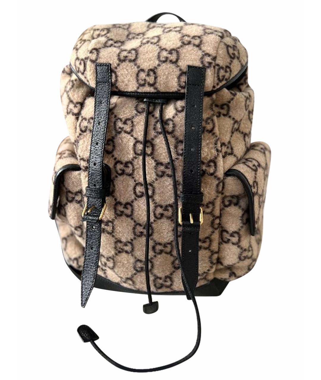 GUCCI Коричневый тканевый рюкзак, фото 1