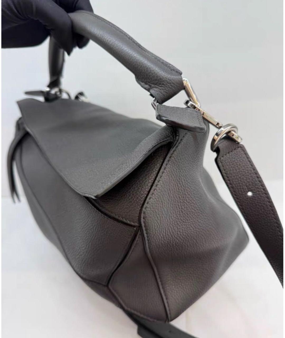 LOEWE Антрацитовая кожаная сумка тоут, фото 4