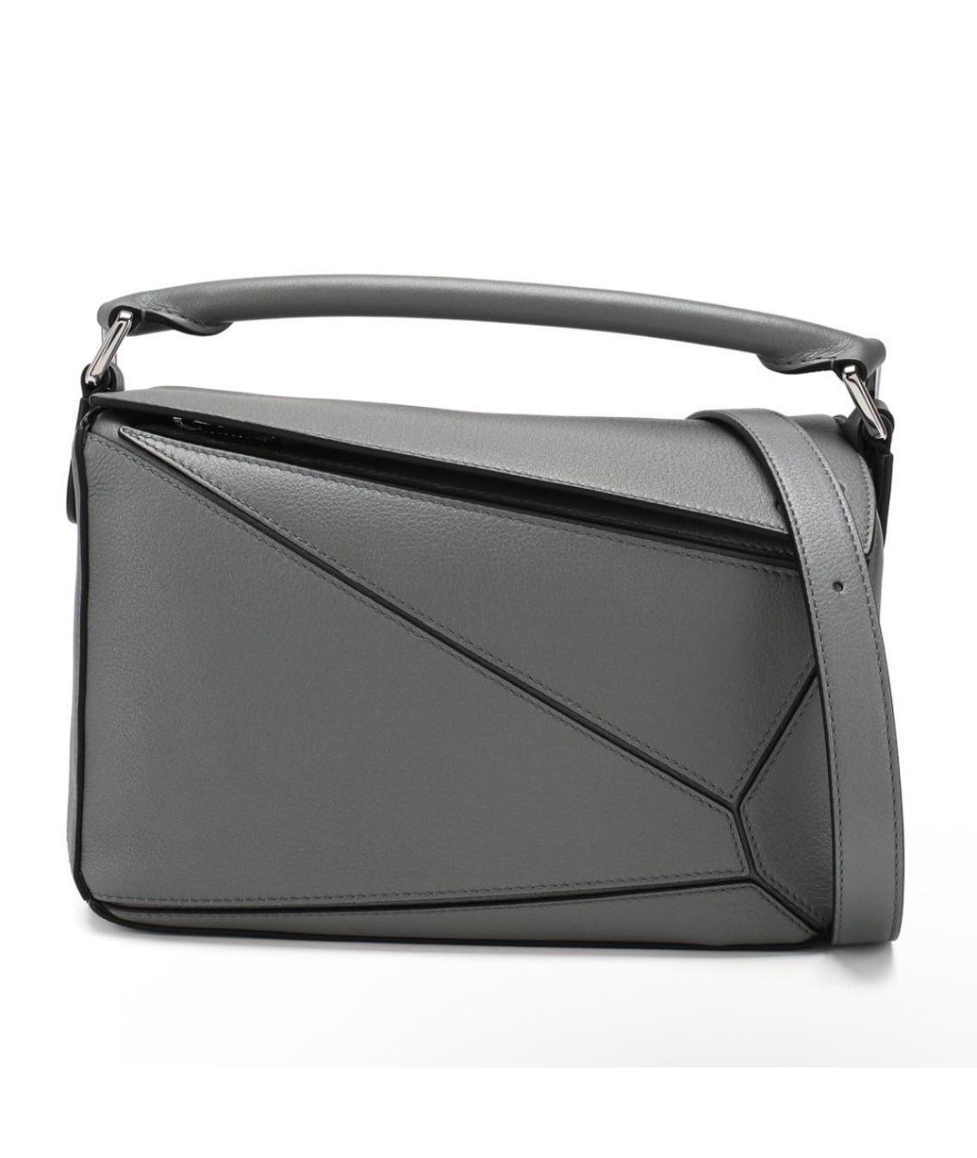 LOEWE Антрацитовая кожаная сумка тоут, фото 9