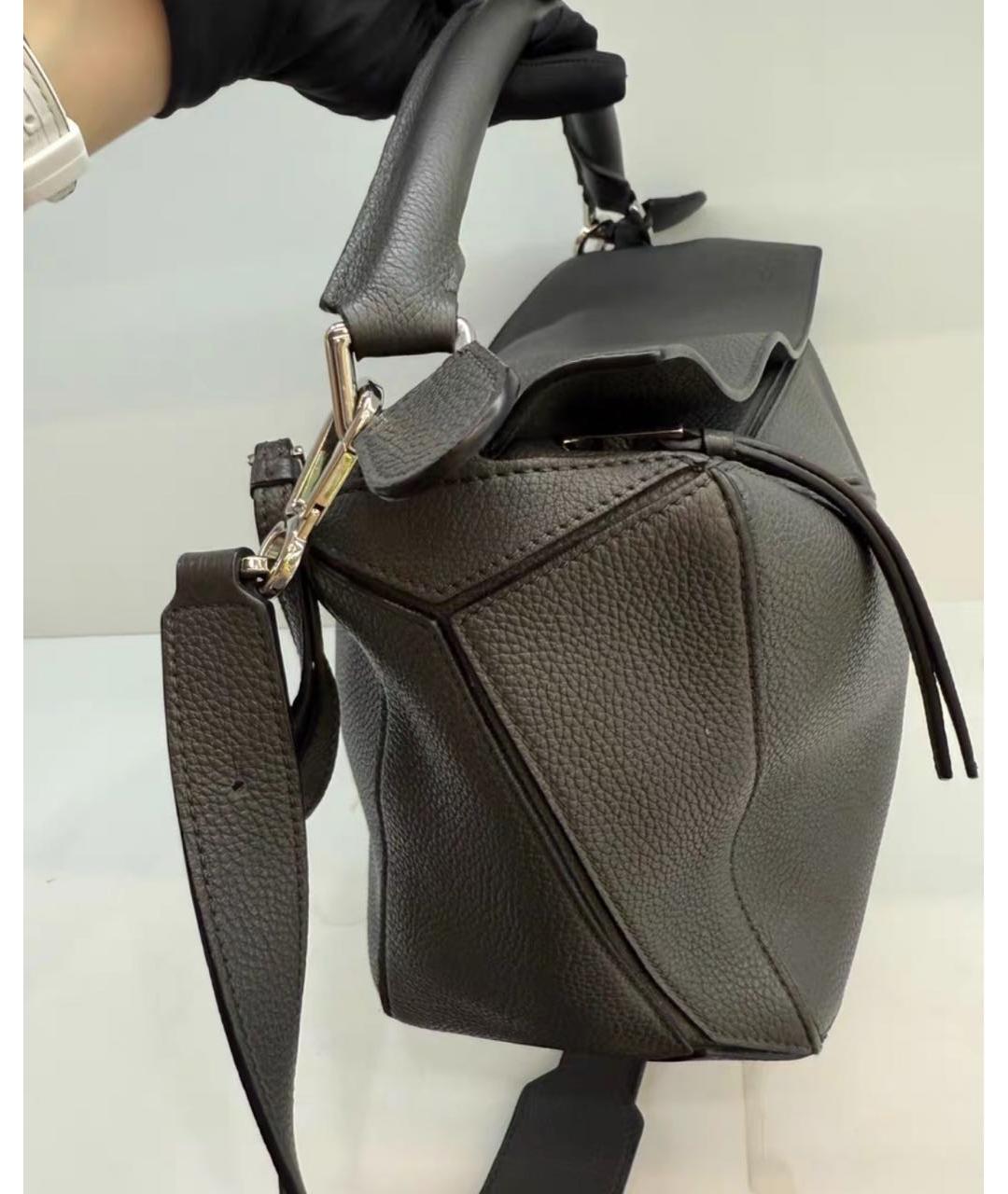 LOEWE Антрацитовая кожаная сумка тоут, фото 5