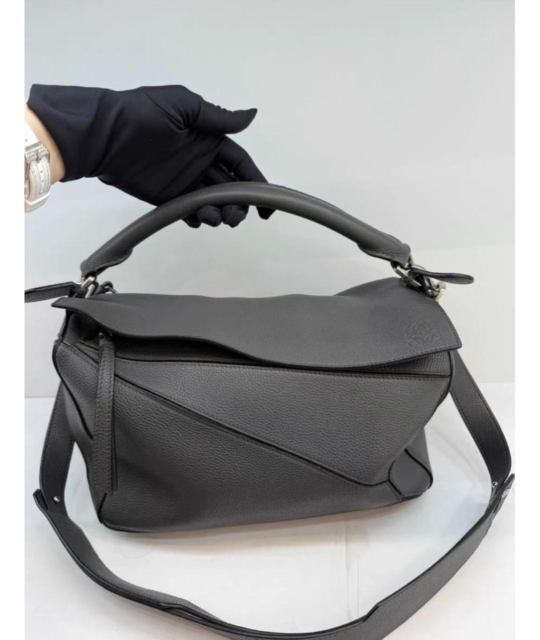 LOEWE Антрацитовая кожаная сумка тоут, фото 2