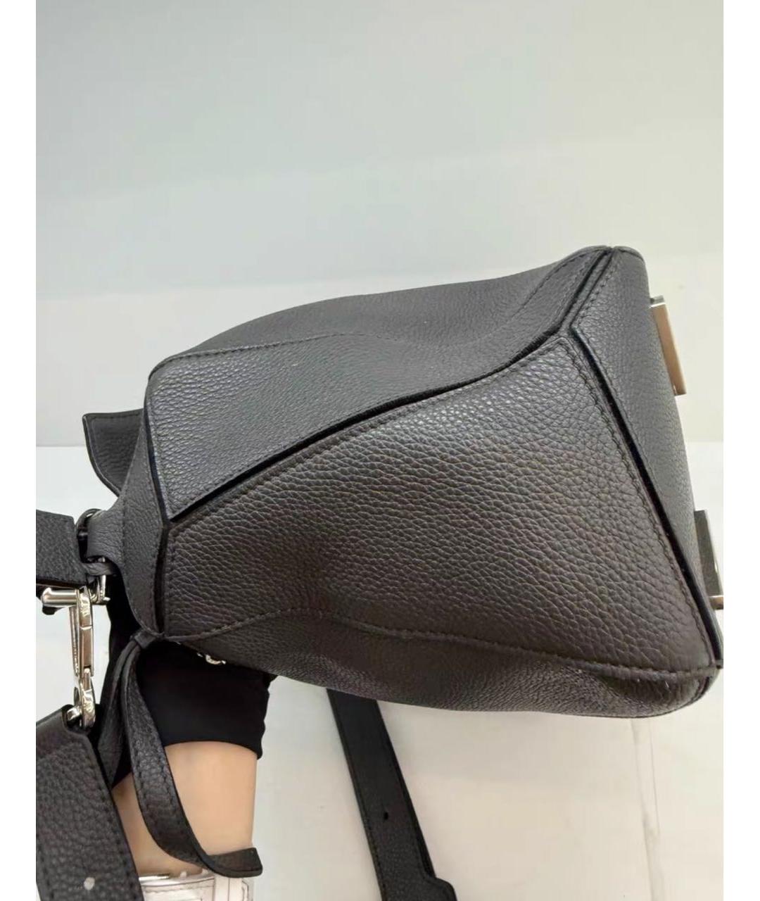 LOEWE Антрацитовая кожаная сумка тоут, фото 8