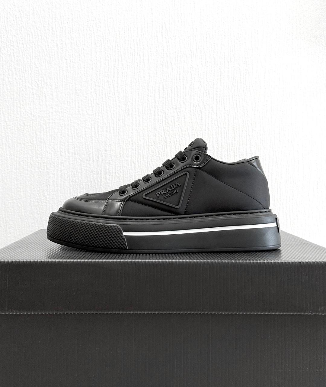 PRADA Черные кожаные кеды, фото 3
