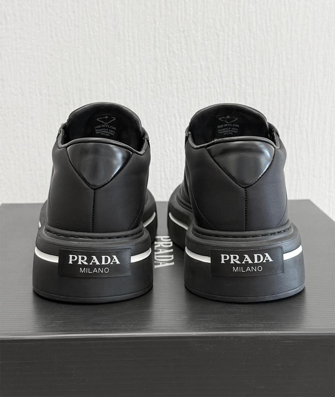 PRADA Черные кожаные кеды, фото 7