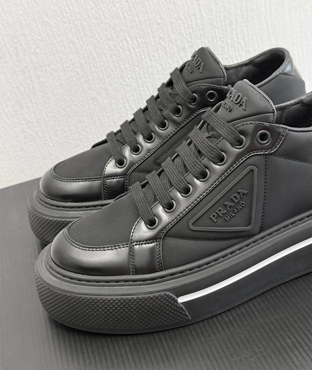 PRADA Черные кожаные кеды, фото 6