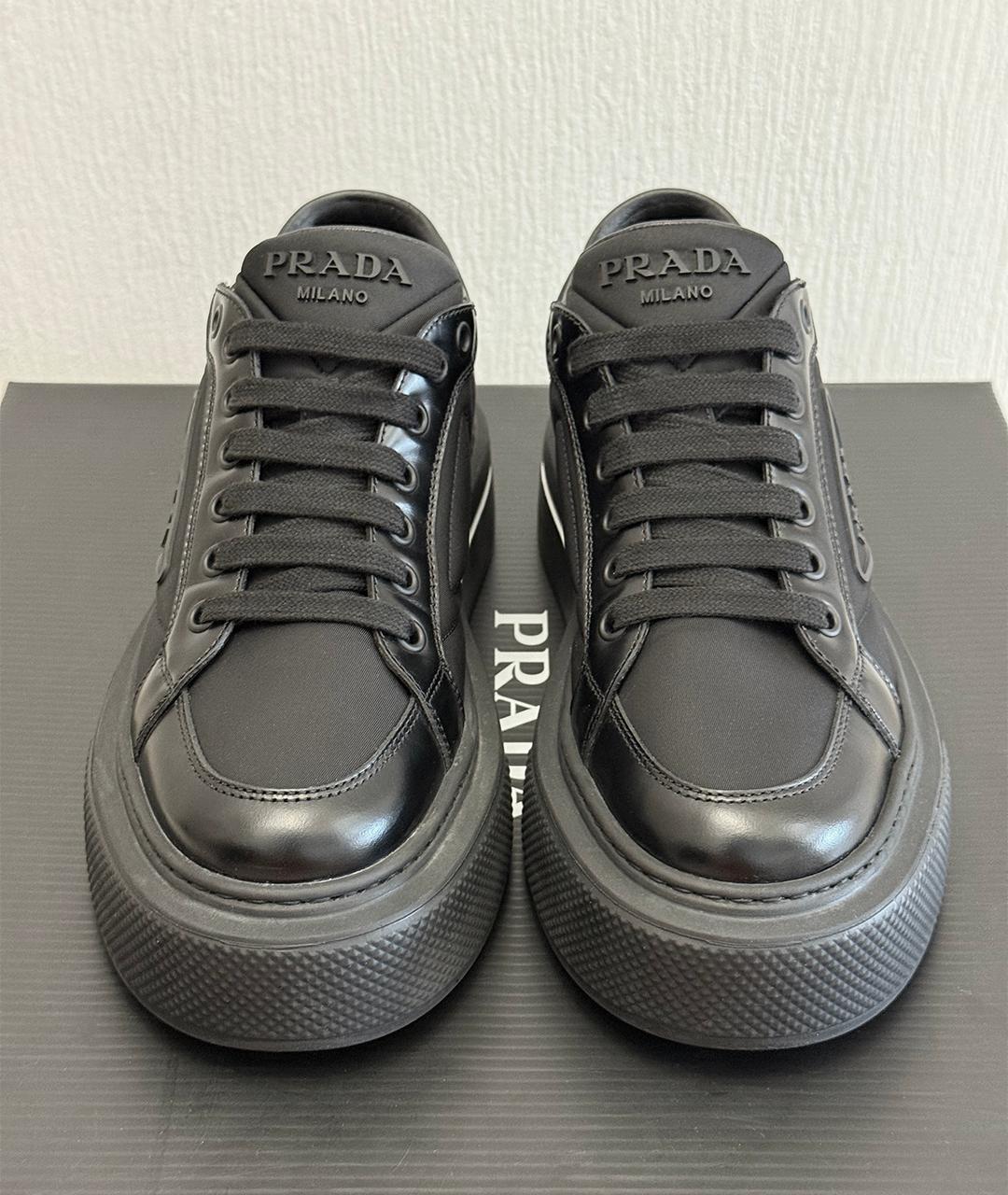 PRADA Черные кожаные кеды, фото 5