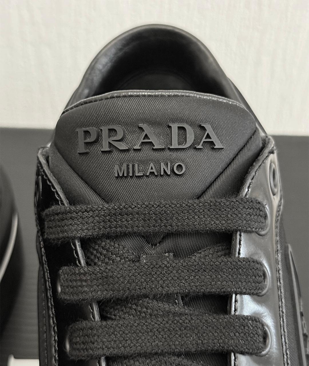 PRADA Черные кожаные кеды, фото 8