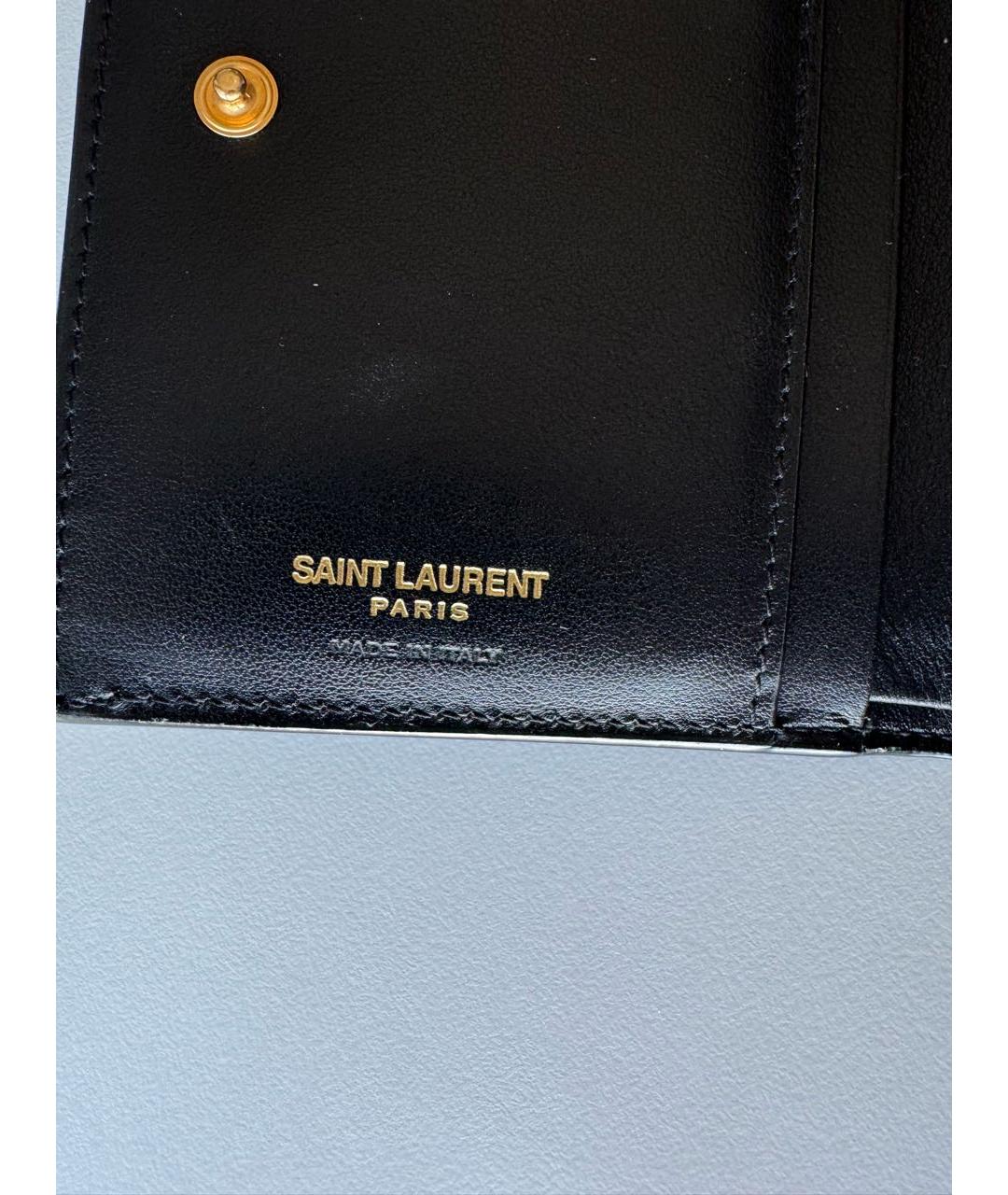 SAINT LAURENT Черный кожаный кошелек, фото 6