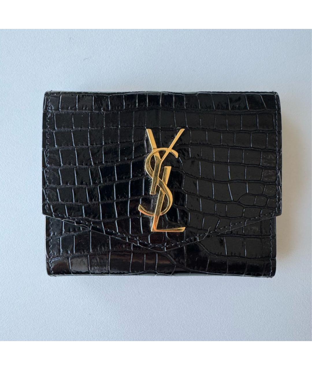 SAINT LAURENT Черный кожаный кошелек, фото 8