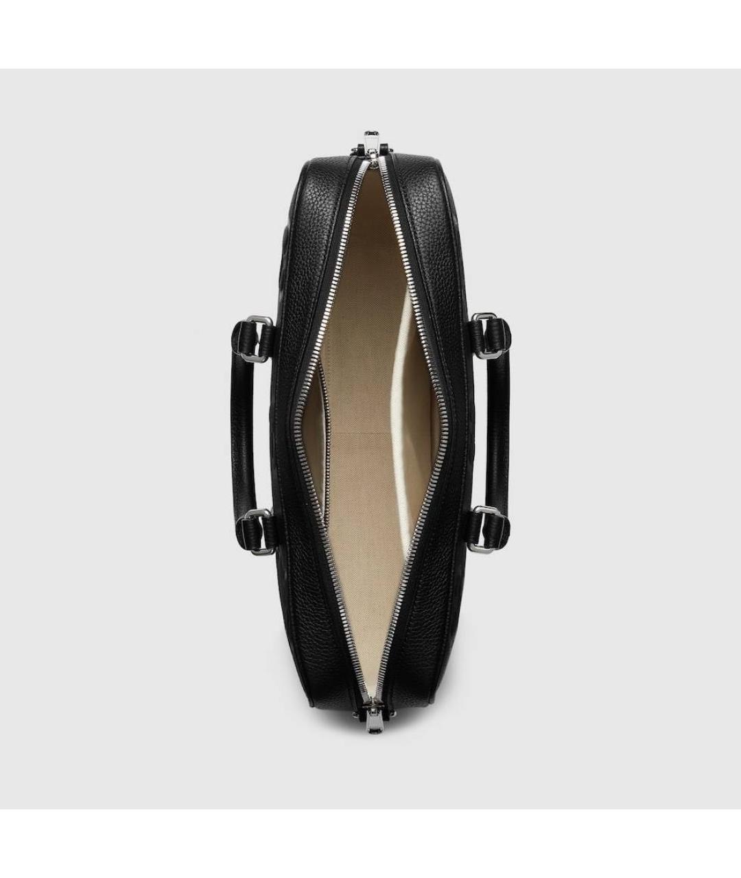 GUCCI Черный кожаный портфель, фото 5