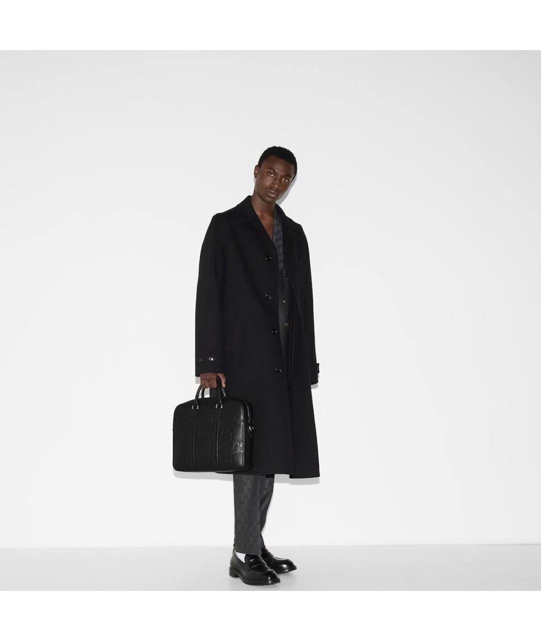 GUCCI Черный кожаный портфель, фото 7