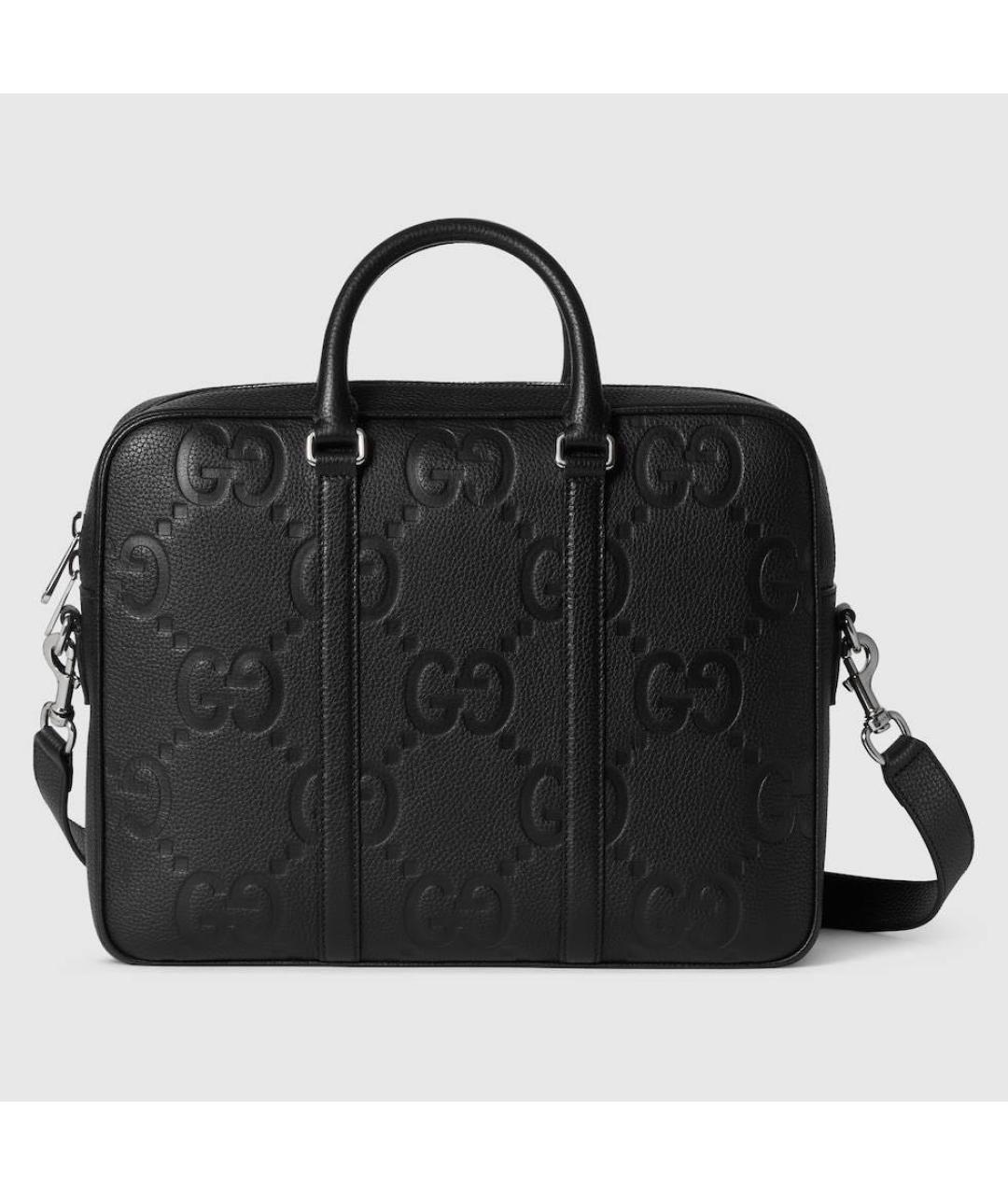 GUCCI Черный кожаный портфель, фото 8