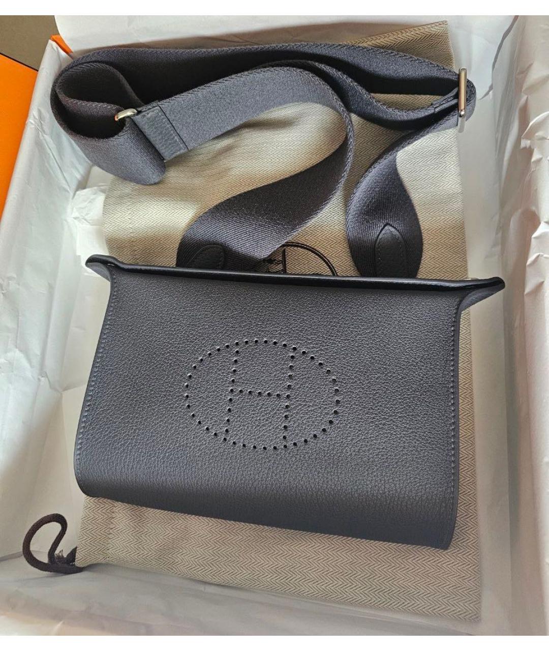 HERMES Синяя кожаная поясная сумка, фото 7