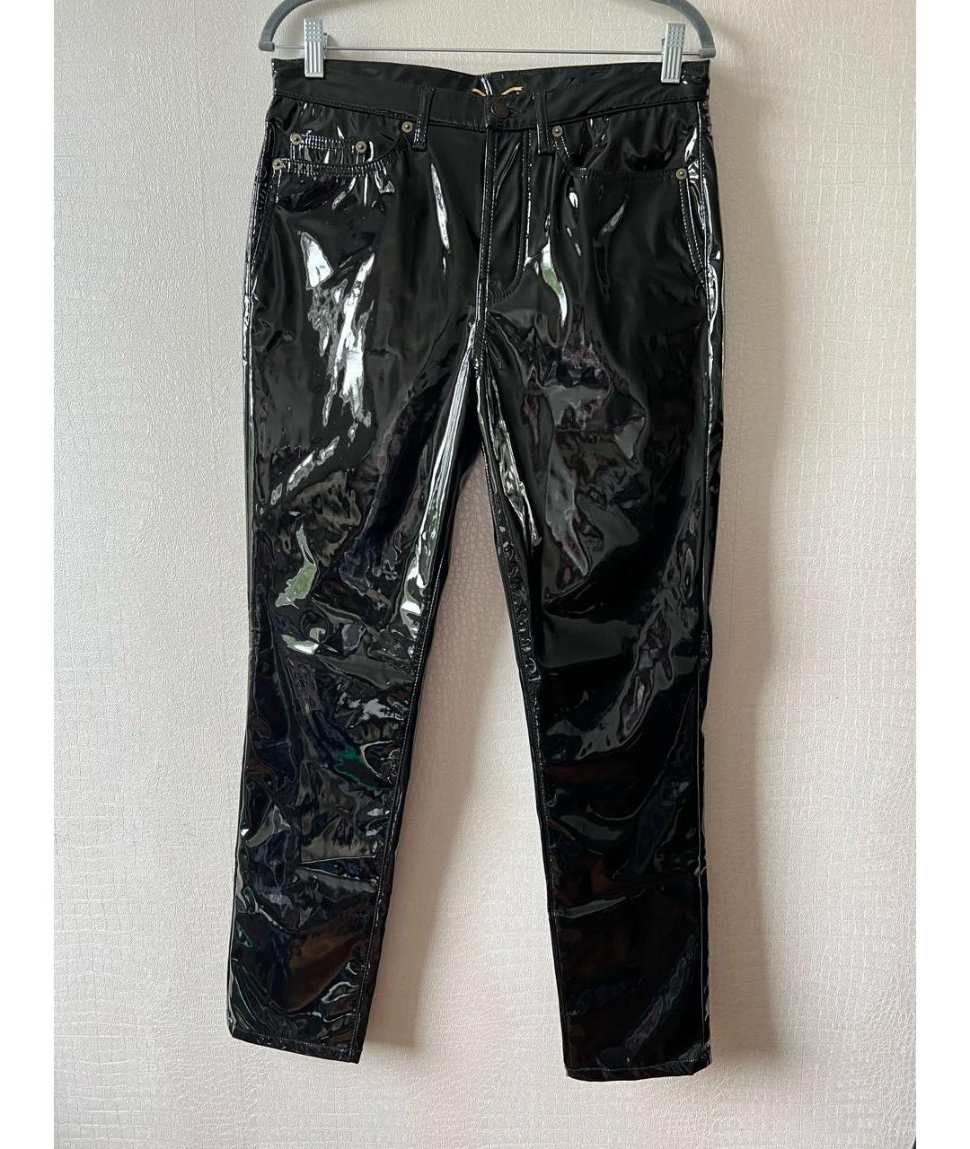 SAINT LAURENT Черные полиэстеровые прямые брюки, фото 9