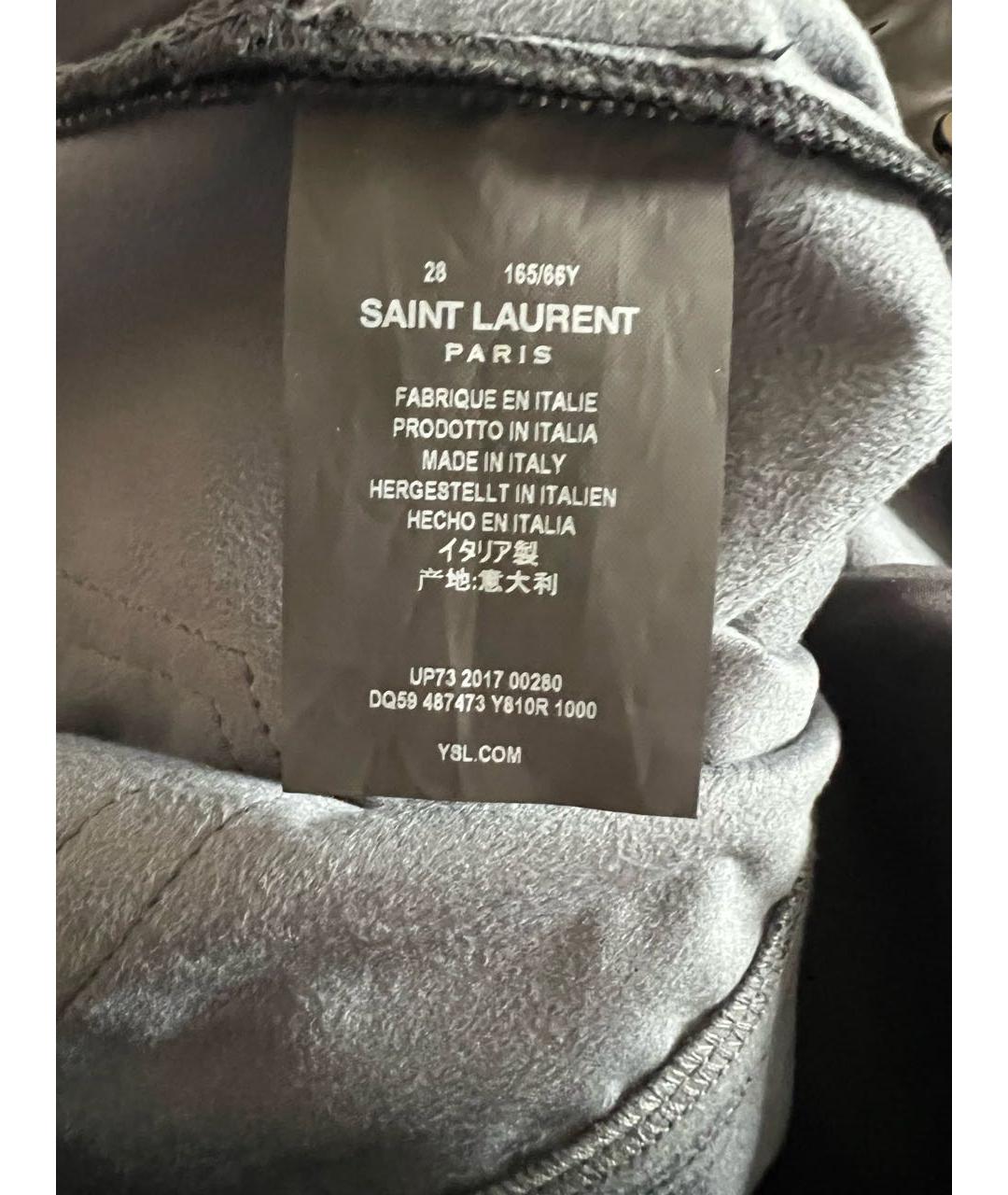 SAINT LAURENT Черные полиэстеровые прямые брюки, фото 5