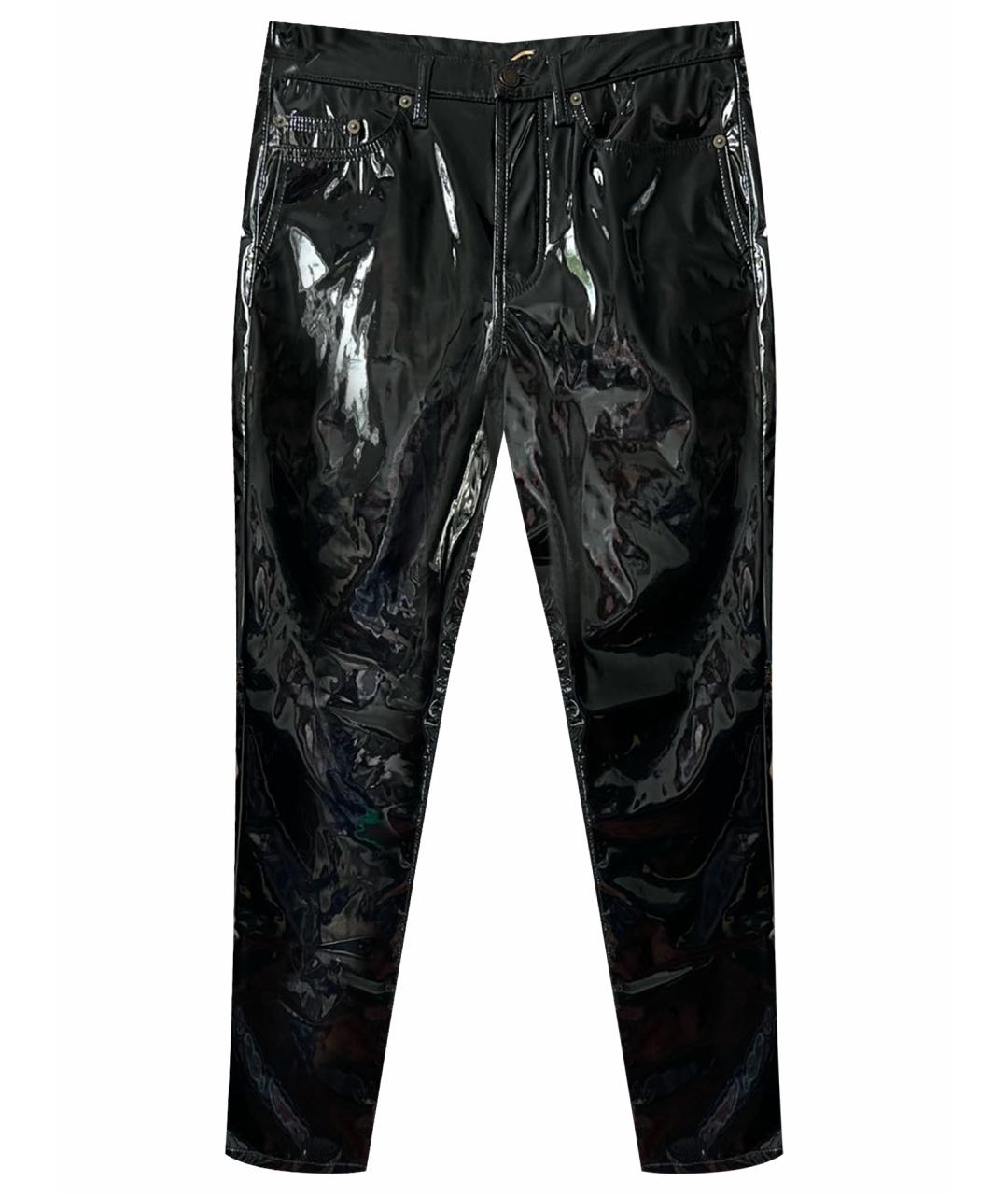 SAINT LAURENT Черные полиэстеровые прямые брюки, фото 1