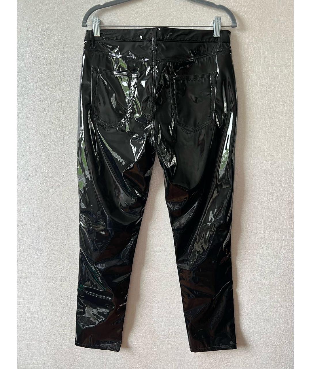 SAINT LAURENT Черные полиэстеровые прямые брюки, фото 2