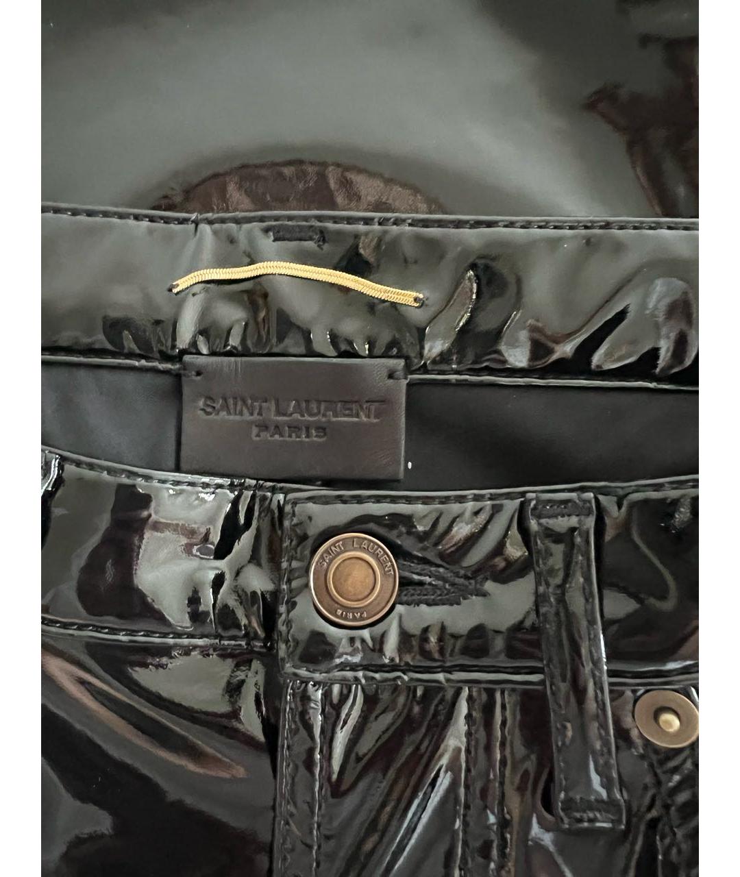 SAINT LAURENT Черные полиэстеровые прямые брюки, фото 3