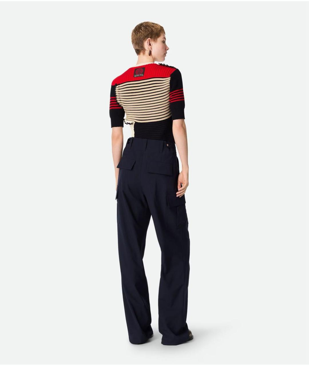 BOTTEGA VENETA Темно-синие шерстяные брюки широкие, фото 5