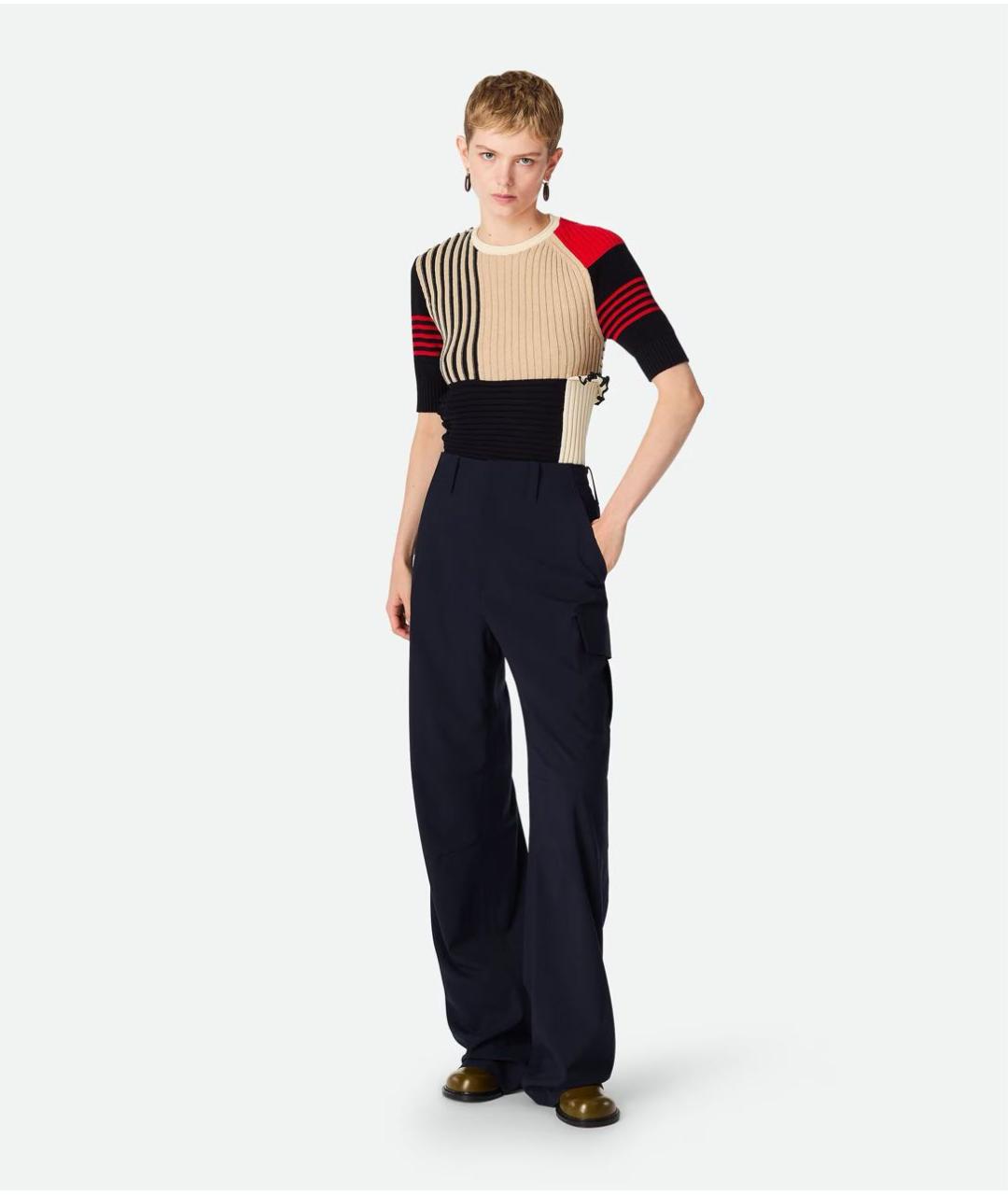 BOTTEGA VENETA Темно-синие шерстяные брюки широкие, фото 2