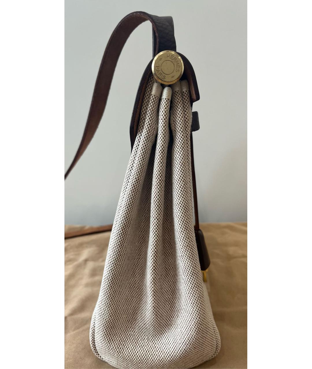 HERMES Бордовая хлопковая сумка с короткими ручками, фото 3
