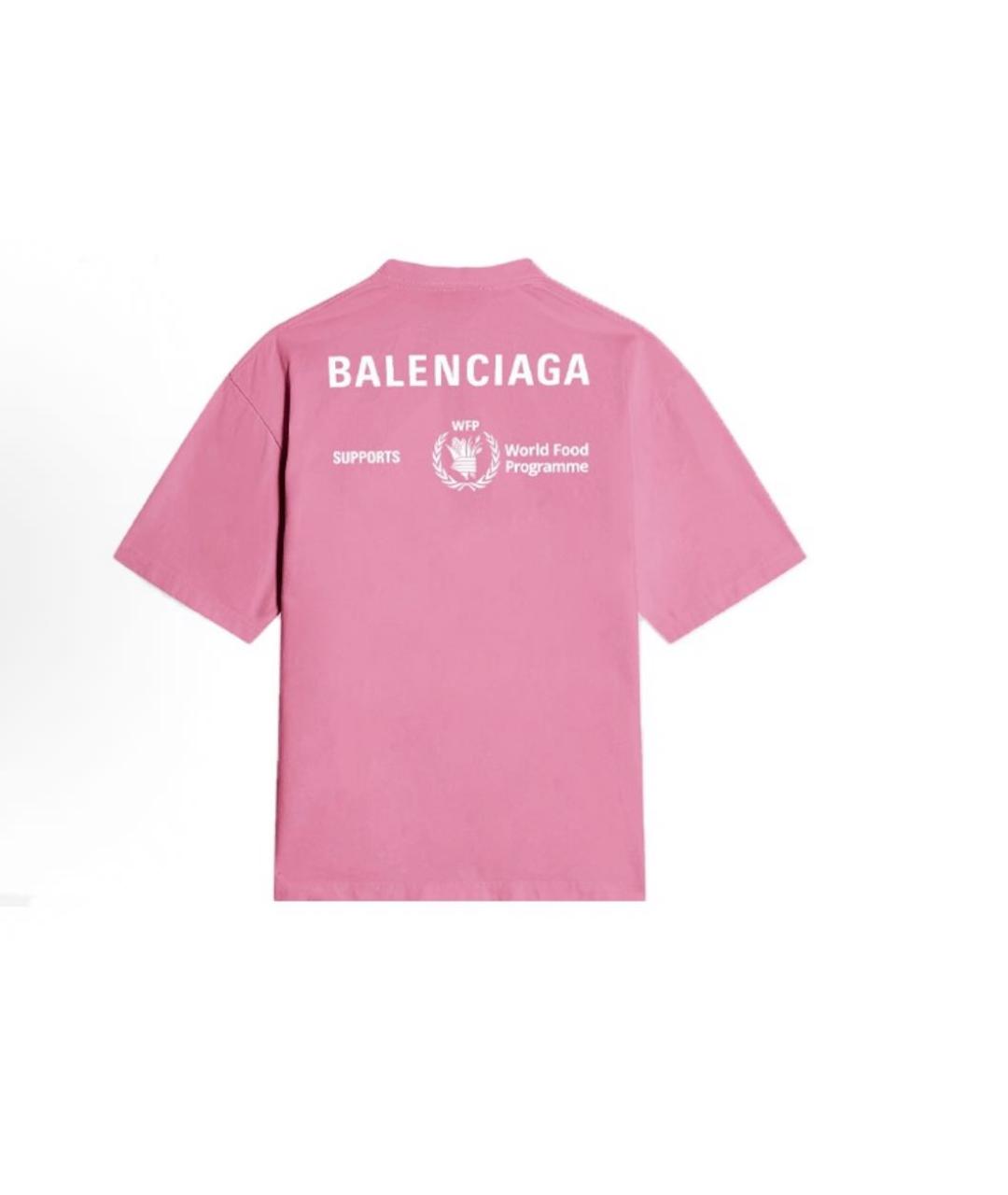 BALENCIAGA Розовая хлопковая футболка, фото 2