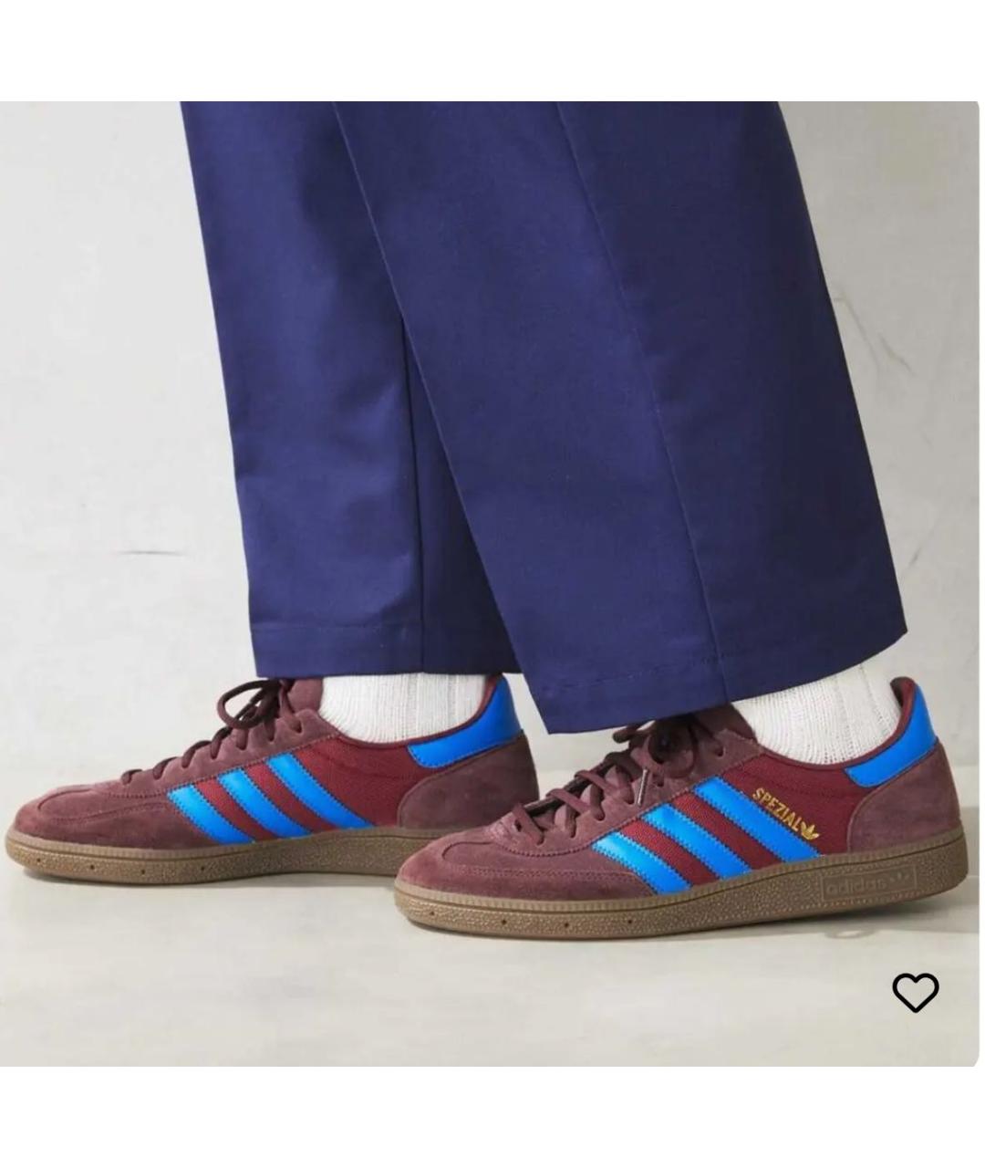 ADIDAS Бордовые замшевые низкие кроссовки / кеды, фото 2