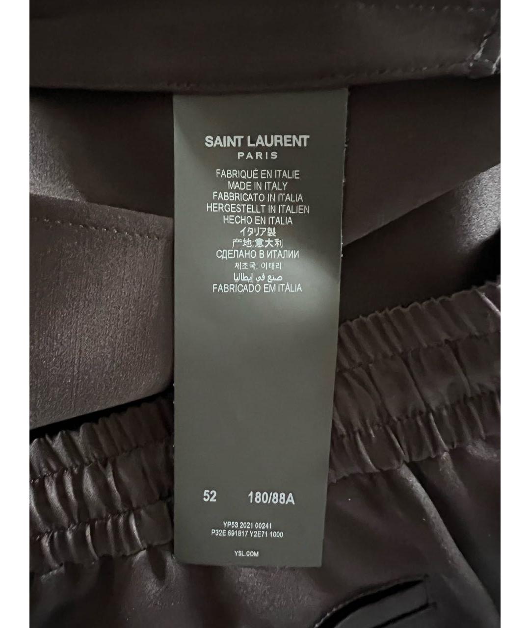 SAINT LAURENT Черные шелковые брюки широкие, фото 4