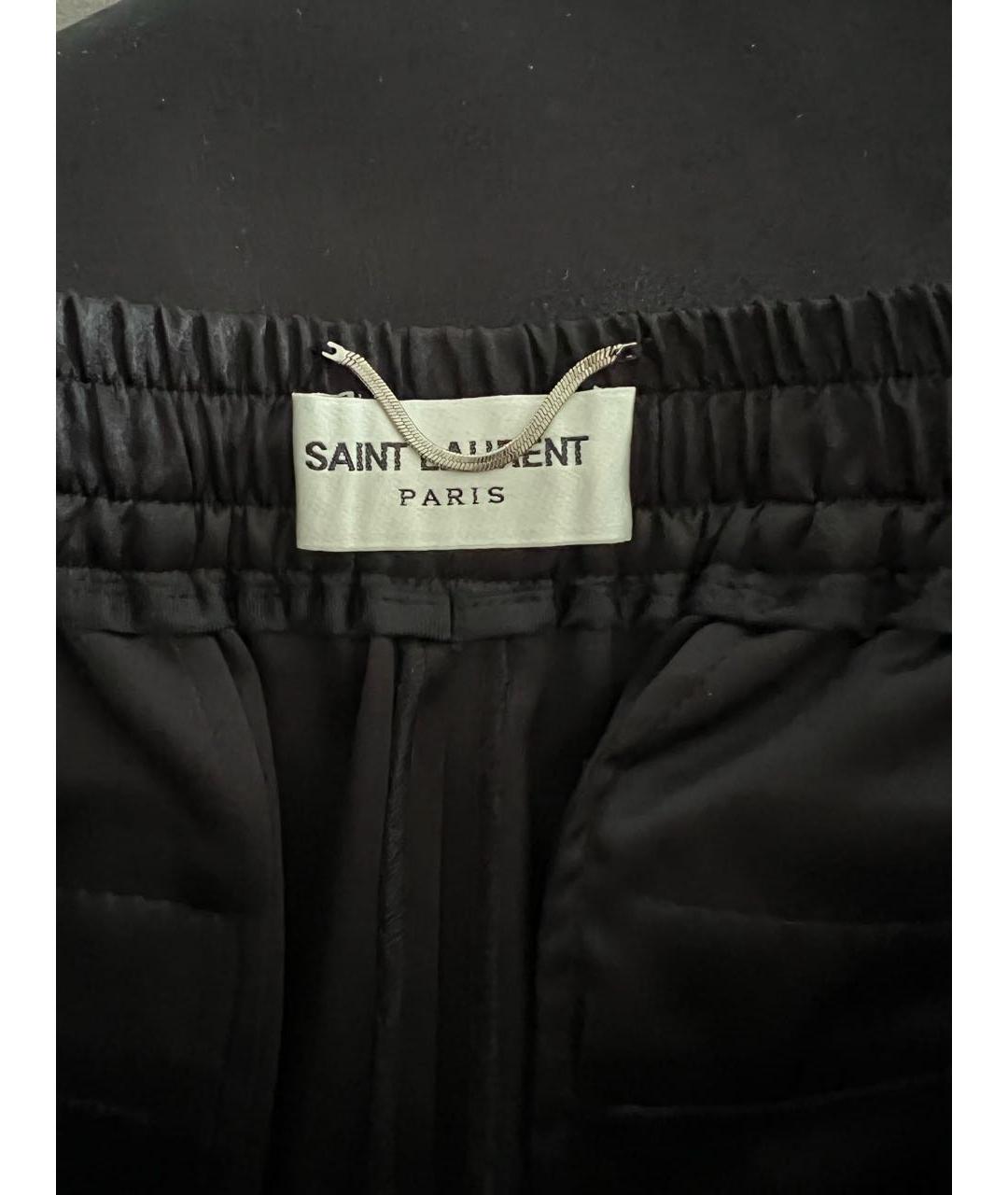 SAINT LAURENT Черные шелковые брюки широкие, фото 3