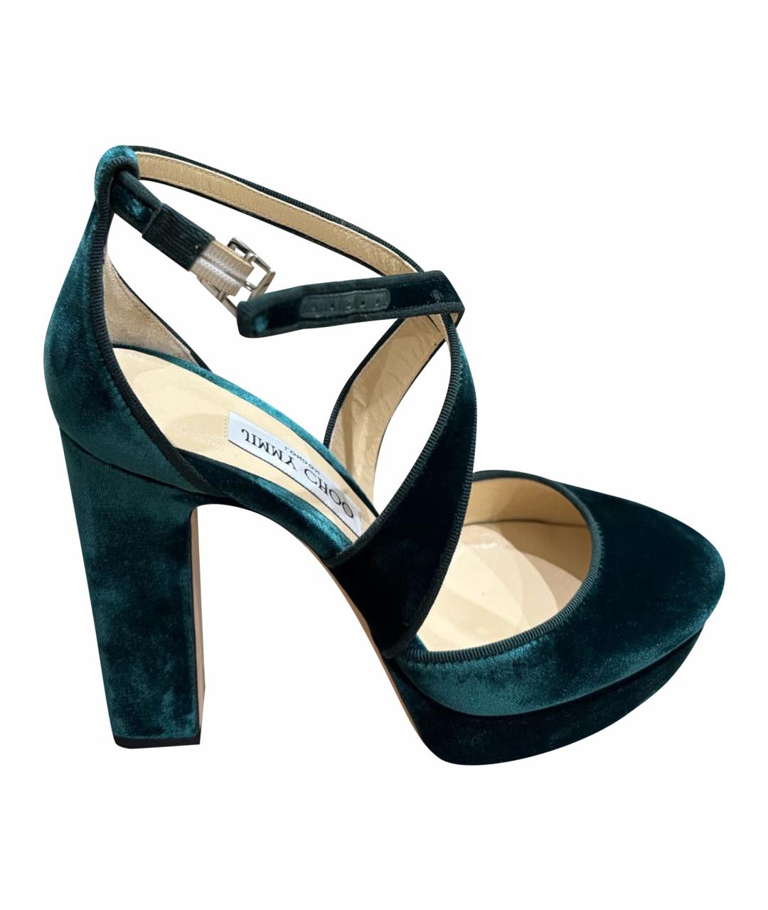 JIMMY CHOO Зеленые бархатные туфли, фото 1