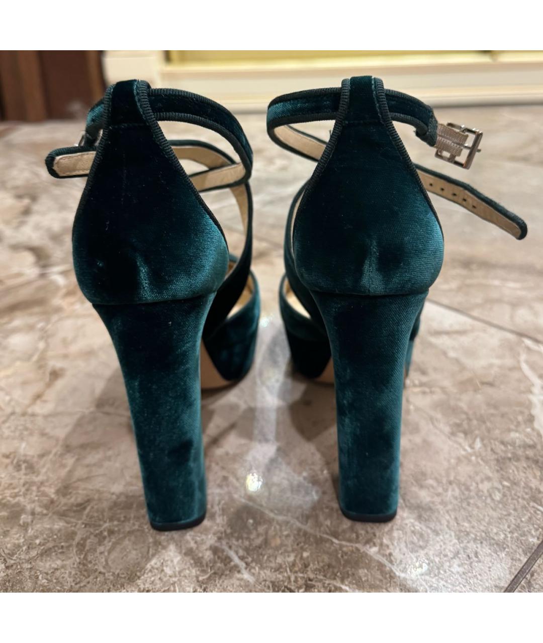JIMMY CHOO Зеленые бархатные туфли, фото 4